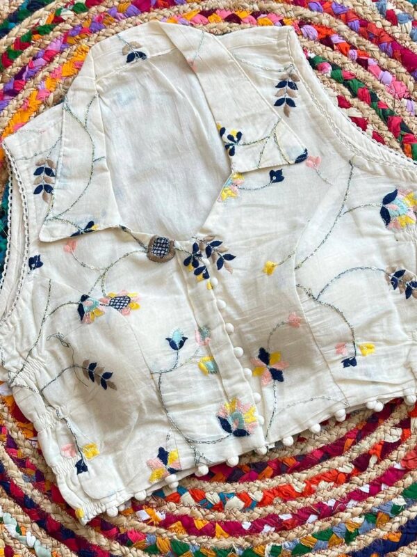 Pure Khadi Cotton with Heavy Embroidery Work Blouse