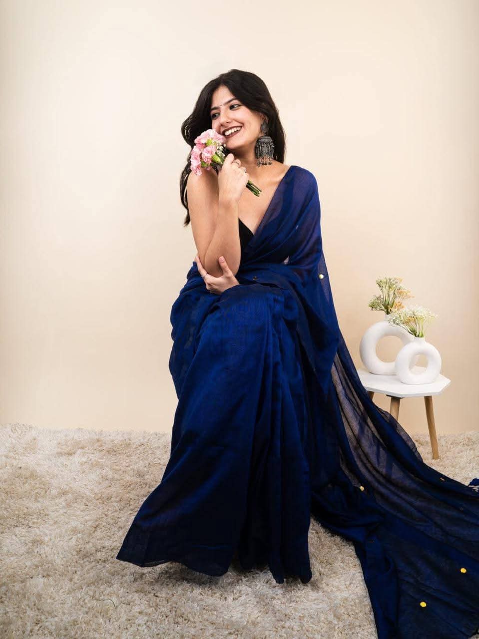 Handloom Cotton Gini work saree