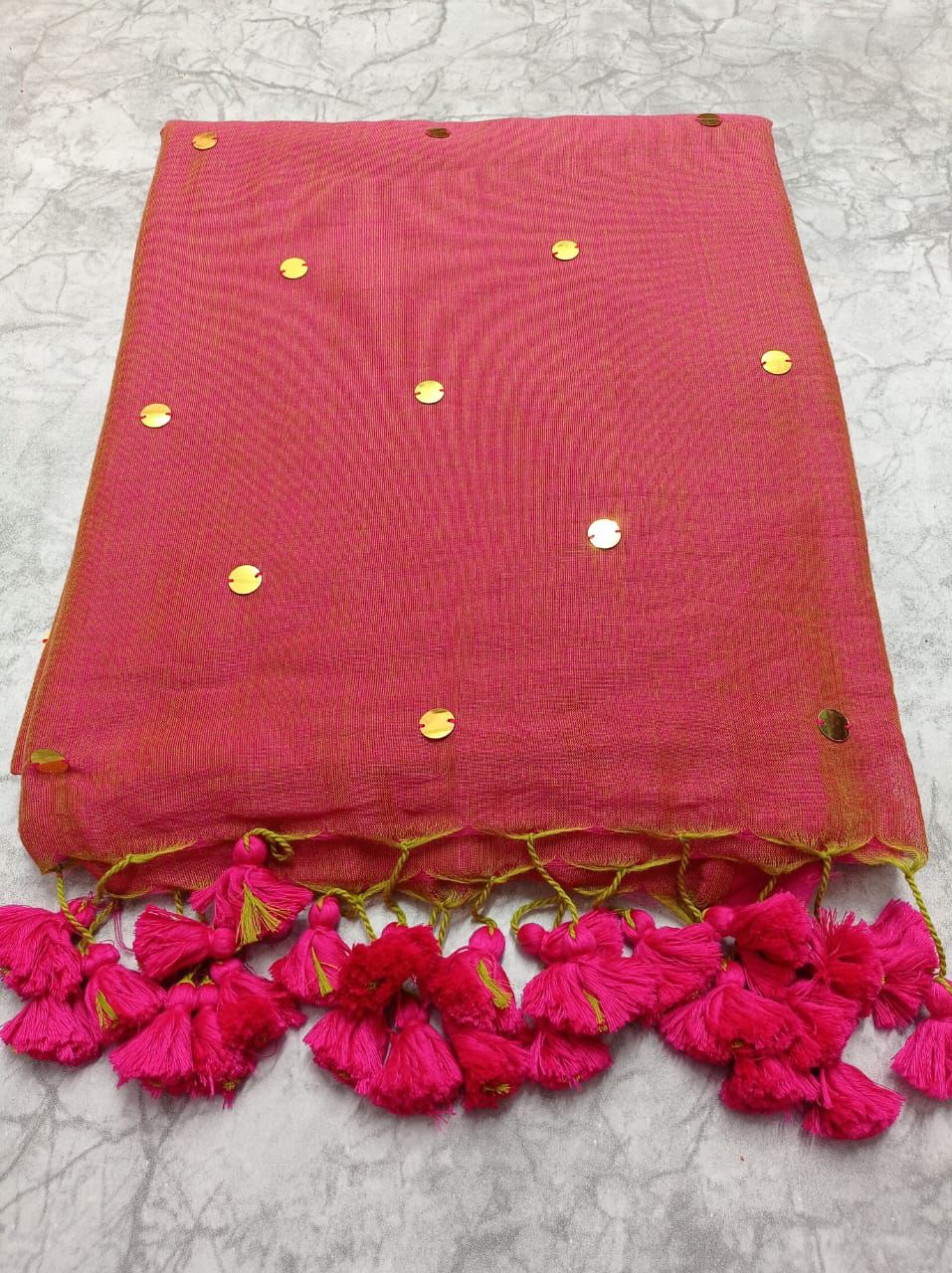 khadi cotton Gini work saree