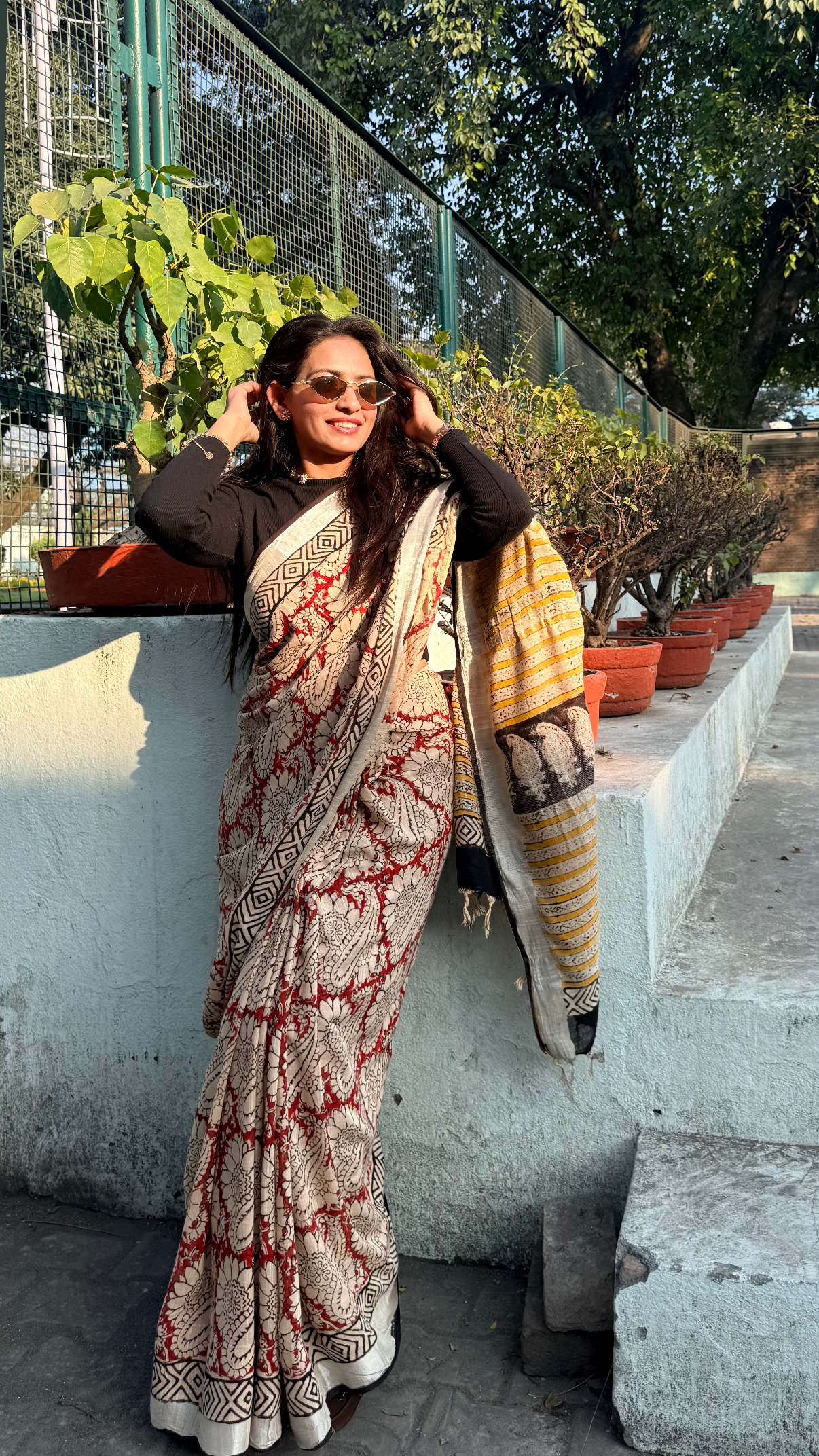 Hand block printed linen saree ✨