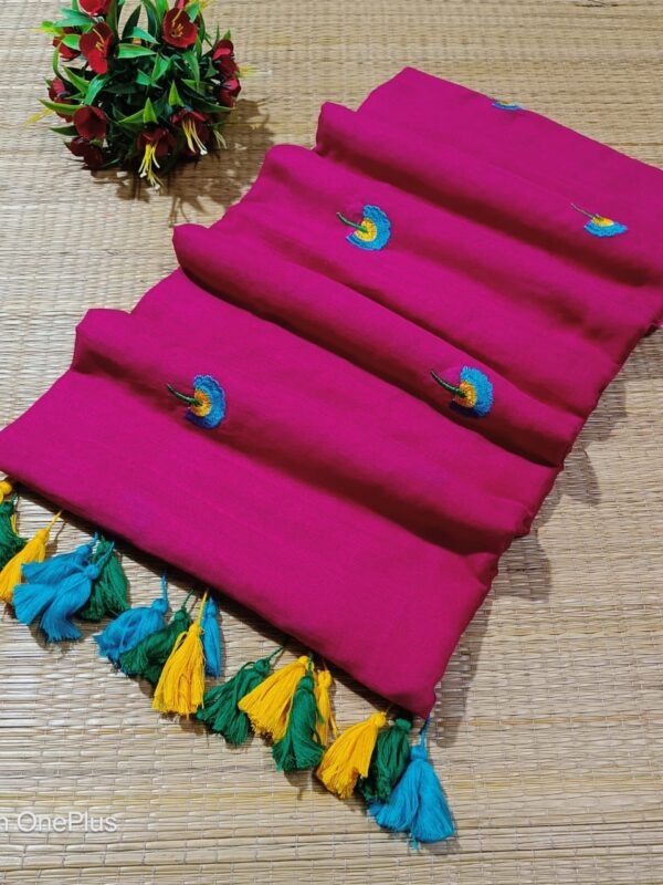 Mul cotton saree with embroidery work