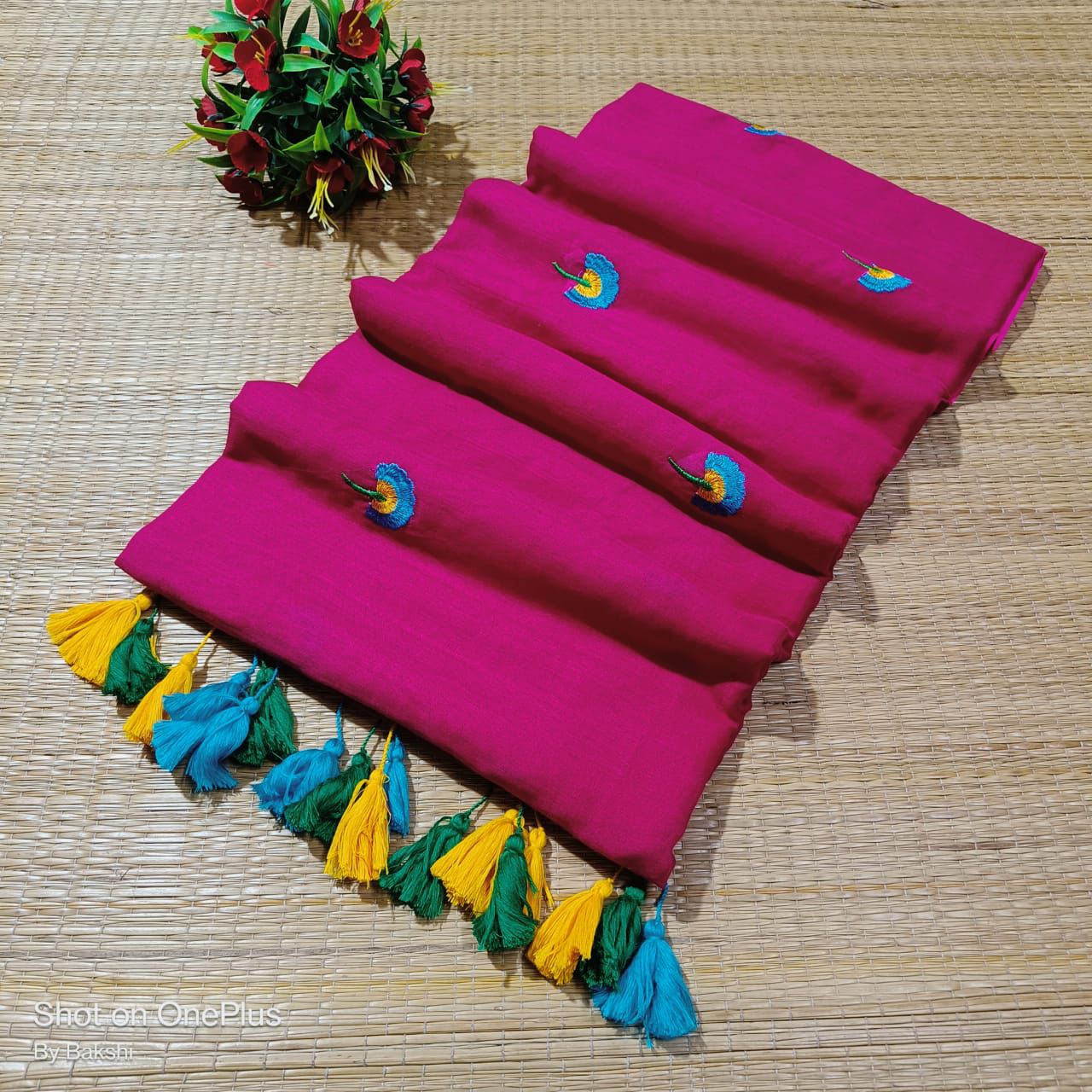 Mul cotton saree with embroidery work