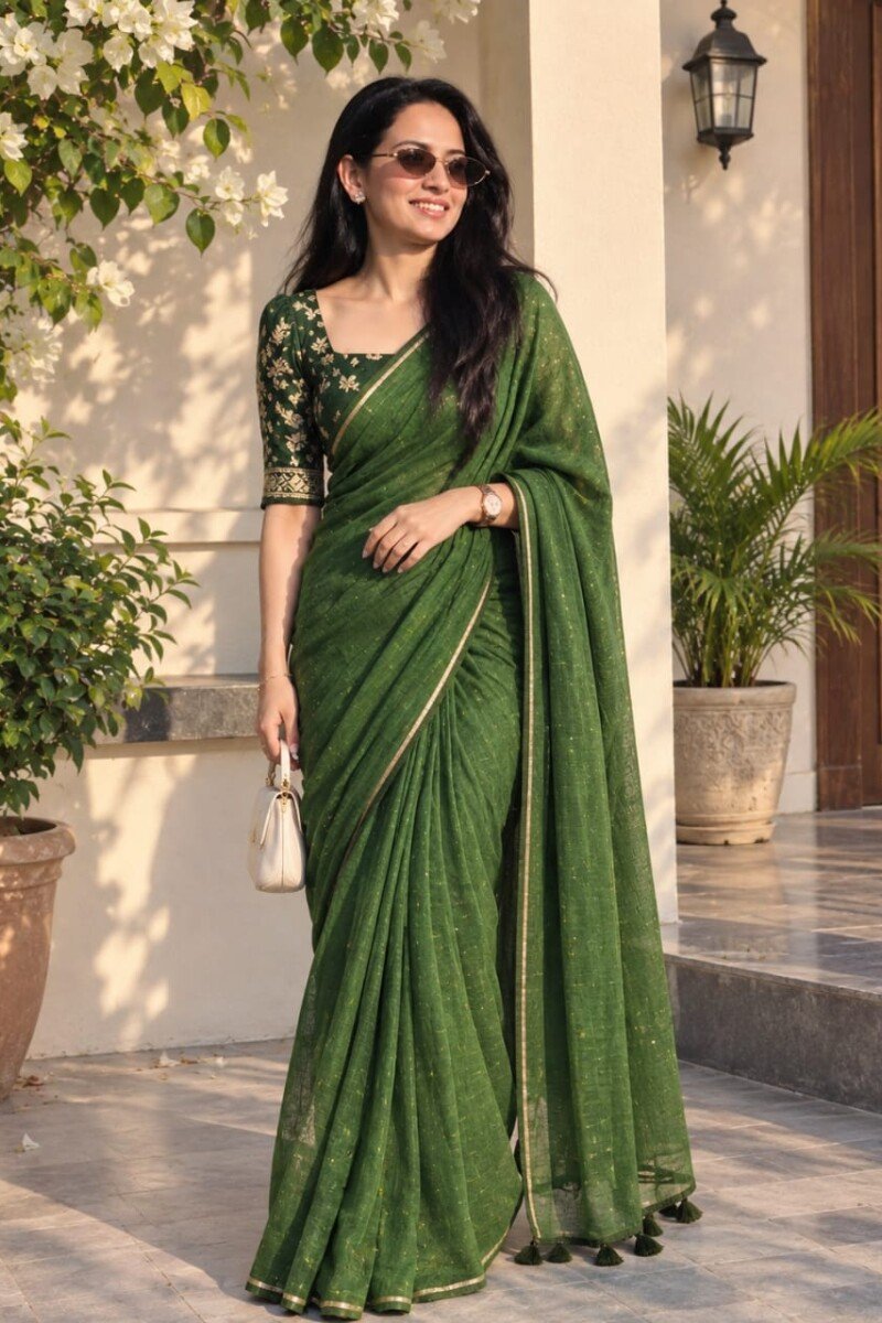 Khadi Cotton Saree with Sequin Work