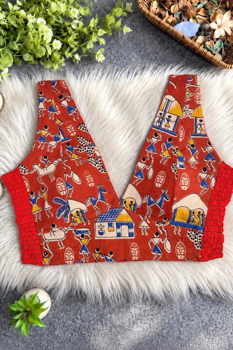 Kalamkari Hand Block Print Cotton Blouse