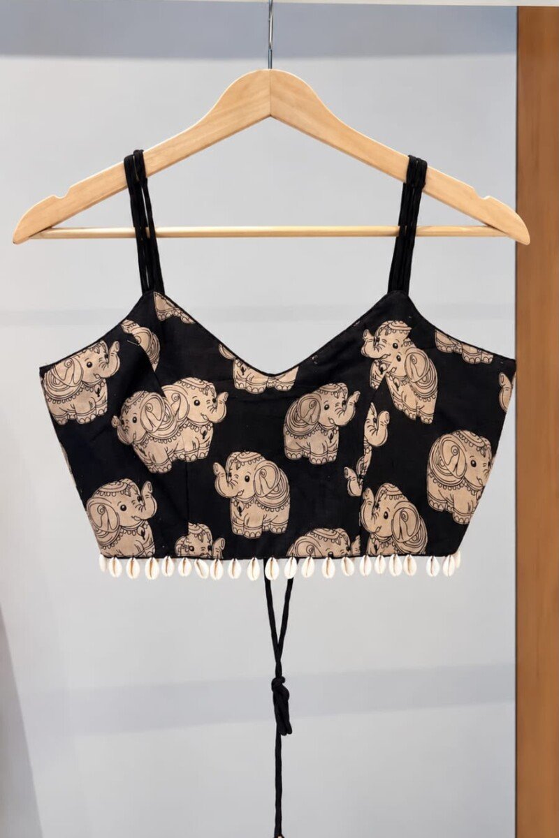 Elephant Print Cotton Blouse