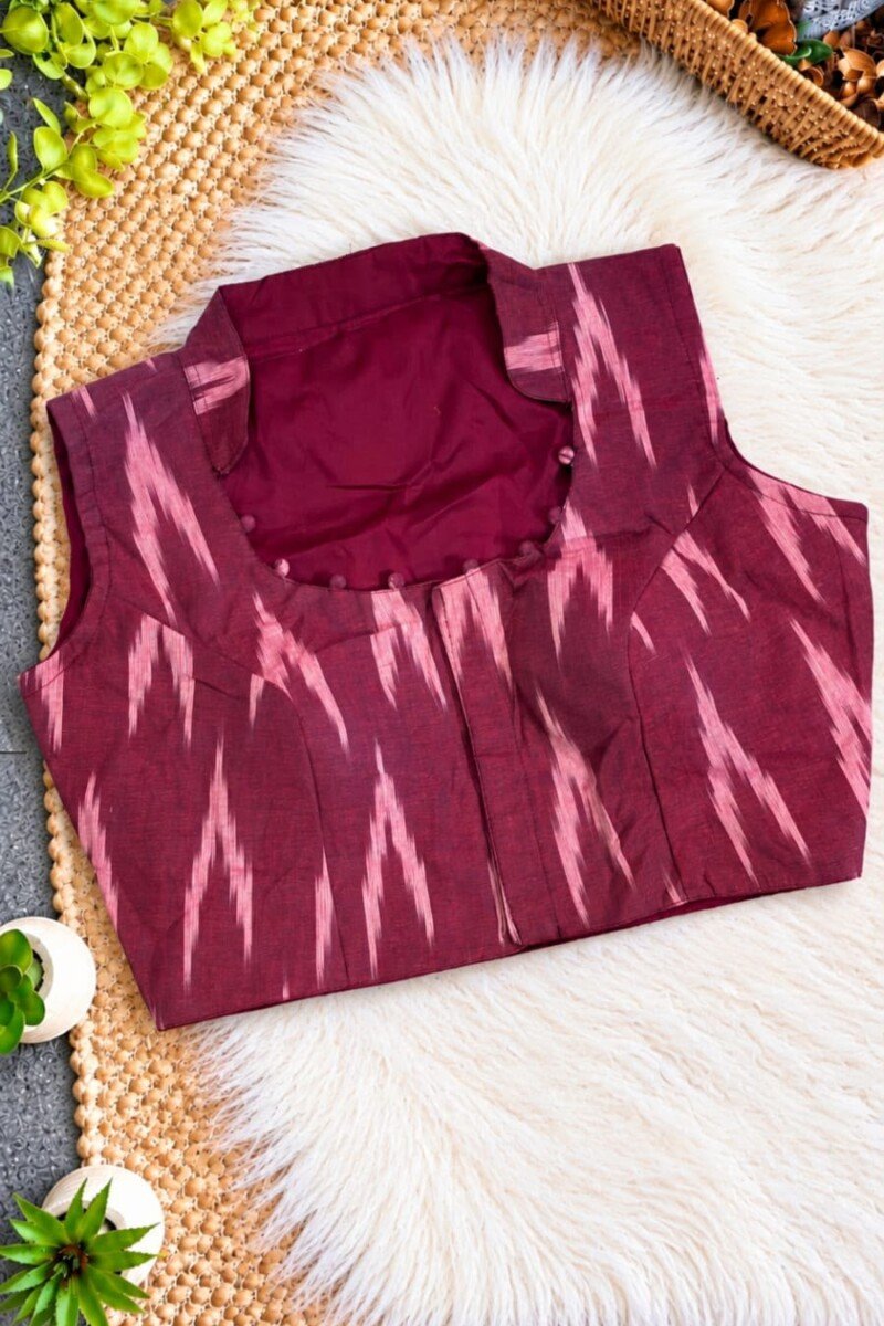 Ikat Cotton Collar Neck Blouse